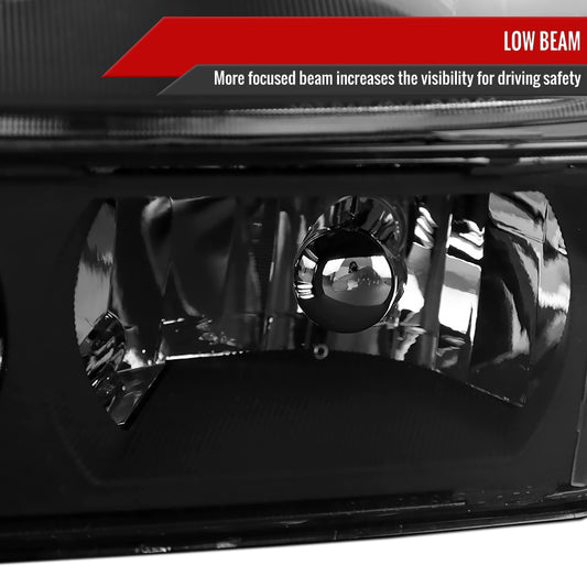 2002-2006 Chevrolet Avalanche 1500/2500 Factory Style Headlights w/ Bumper Signal Lights (Matte Black Housing/Clear Lens)