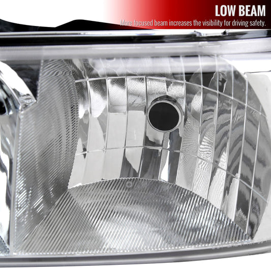 1999-2006 GMC Sierra/2007 Sierra Classic/2000-2006 Yukon/XL Factory Style Headlights and Bumper Lights with Amber Reflector (Chrome Housing/Clear Lens)