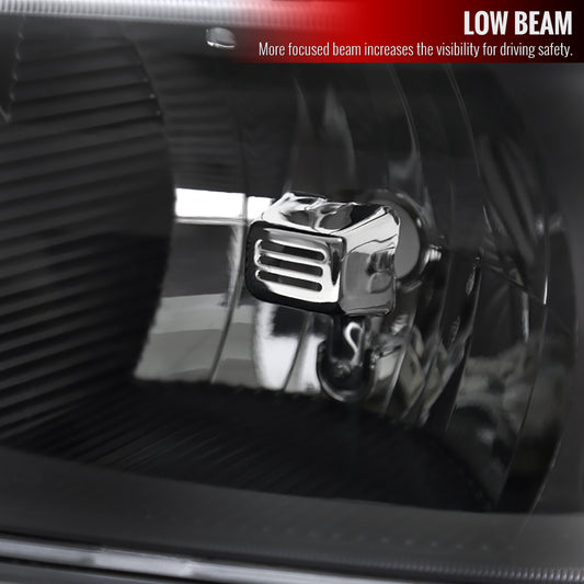 1999-2007 GMC Sierra/Yukon/Yukon XL Factory Style Crystal Headlights w/ Amber Reflector & Bumper Lights (Matte Black Housing/Clear Lens)