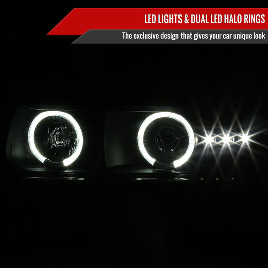 1999-2002 Chevrolet Silverado/ 2000-2006 Tahoe Suburban Dual Halo Projector Headlights w/ Bumper Lights (Black Housing/Smoked Lens)
