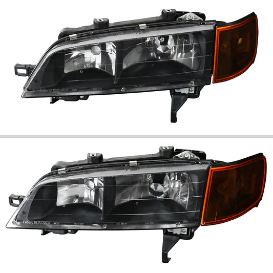 1994-1997 Honda Accord Factory Style Headlights & Amber Corner Lights (Matte Black Housing/Clear Lens)