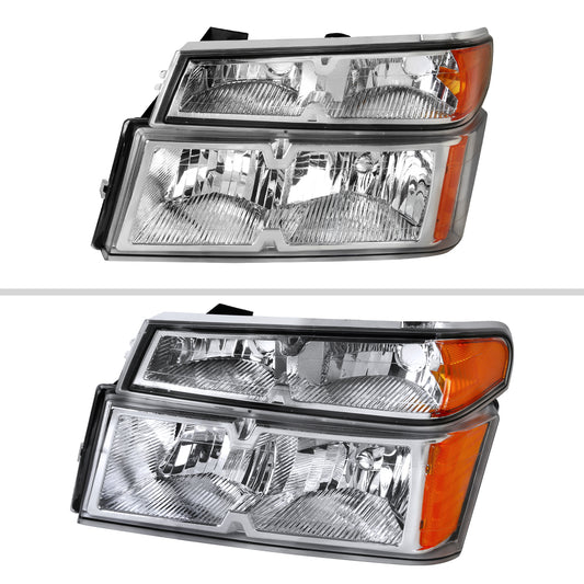 2004-2012 Chevrolet Colorado GMC Canyon Isuzu I-Series Factory Style Headlights & Corner Lights Pair (Chrome Housing/Clear Lens)