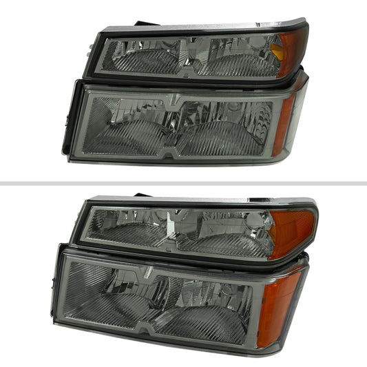 2004-2012 Chevrolet Colorado GMC Canyon Isuzu I-Series Factory Style Headlights & Corner Lights (Chrome Housing/Light Smoked Lens)