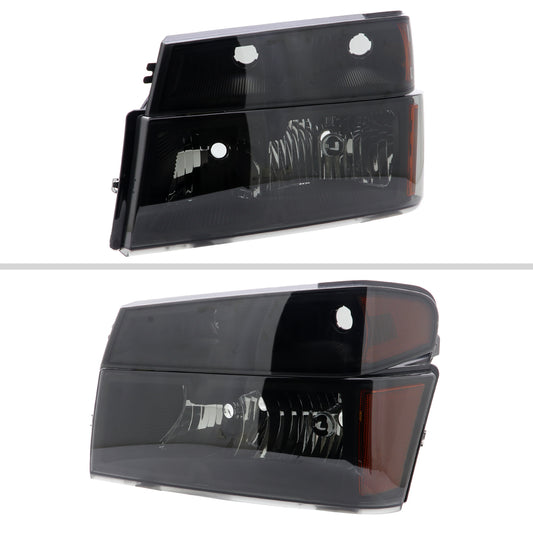 2004-2012 Chevrolet Colorado/GMC Canyon/Isuzu I-Series Factory Style Headlights & Corner Lights Pair(Matte Black Housing/Smoked Lens)