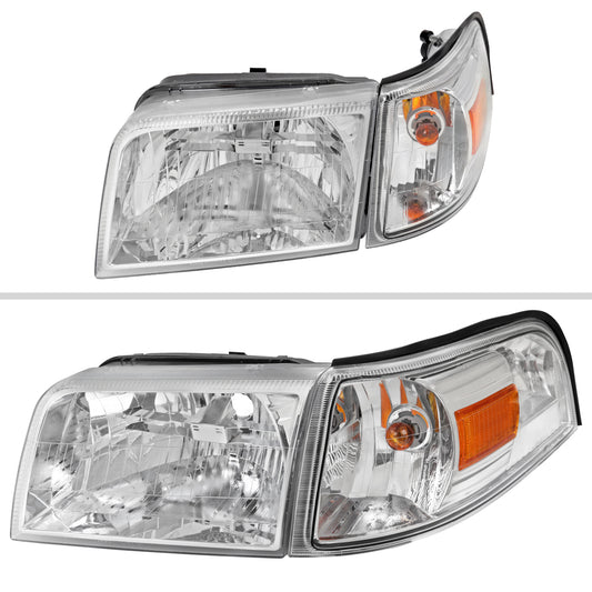 2006-2011 Mercury Grand Marquis Factory Style Headlights and Corner Lamps (Chrome Headlights/Clear Lens)