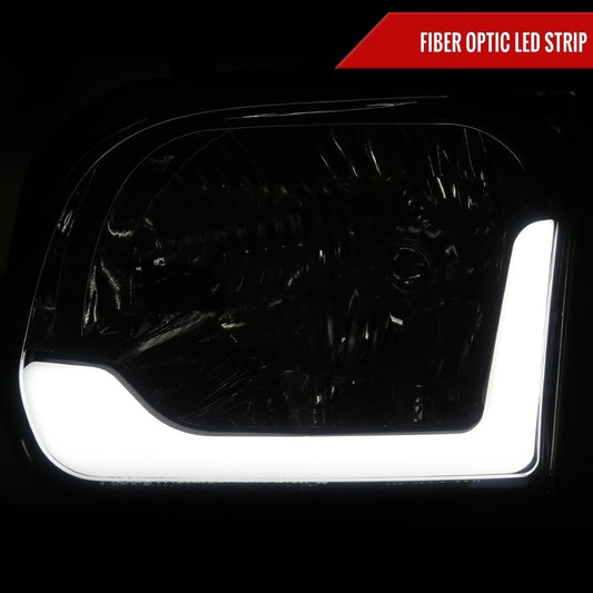 2005-2006 Toyota Tundra/2005-2007 Sequoia LED Bar Factory Style Headlights w/Corner Lamps and Amber Reflector (Chrome Housing/Smoked Lens)