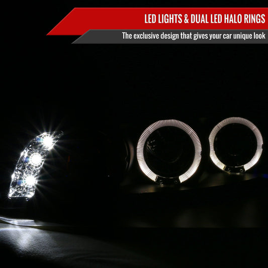 1997-2003 Pontiac Grand Prix Dual Halo Projector Headlights (Matte Black Housing/Clear Lens)