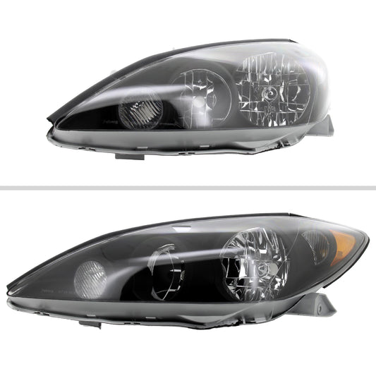 2005-2006 Toyota Camry Factory Style Crystal Headlights w/ Amber Reflector (Matte Black Housing/Clear Lens)