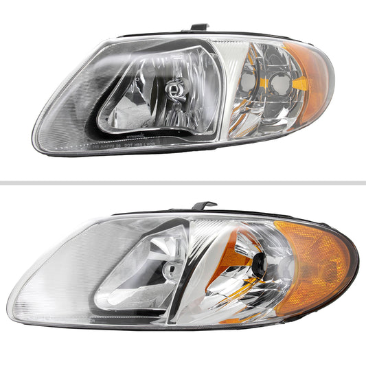 2001-2007 Dodge Caravan Chrysler Voyager/Town & Country Factory Style Crystal Headlights (Chrome Housing/Clear Lens)
