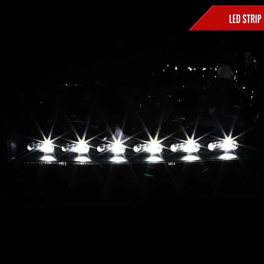 2006-2010 Dodge Charger 1PC Style SMD LED Light Strip Factory Style Headlights w/ Amber Reflector (Matte Black Housing/Clear Lens)