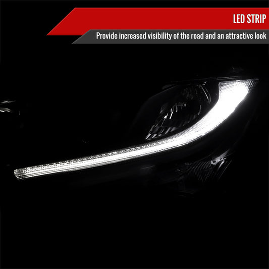 2016-2021 Honda Civic LED Strip Factory Style Projector Headlights (Matte Black Housing/Clear Lens)