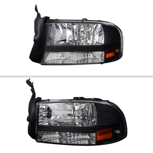 1997-2004 Dodge Dakota/ 1998-2003 Durango Crystal Headlights (Matte Black Housing/Clear Lens)