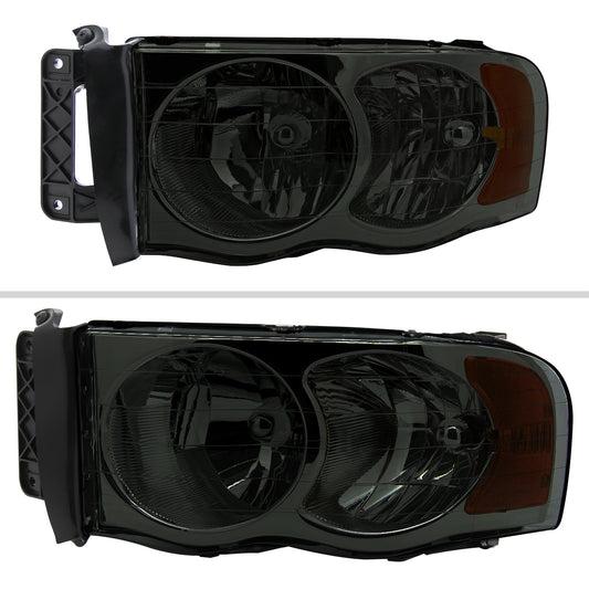 2002-2005 Dodge RAM 1500/ 2003-2005 RAM 2500 3500 Factory Style Headlights (Chrome Housing/Smoked Lens)
