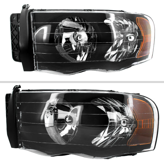 2002-2005 Dodge RAM 1500/ 2003-2005 RAM 2500 3500 Factory Style Headlights (Matte Black Housing/Clear Lens)