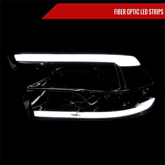 2009-2018 Dodge RAM 1500/ 2010-2018 Dodge RAM 2500/3500 LED Bar Factory Style Headlights (Chrome Housing/Clear Lens)