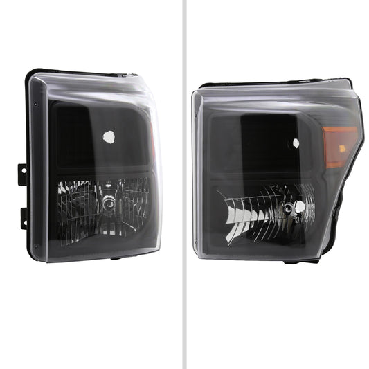 2011-2016 Ford F-250/F-350/F-450/F-550 Super Duty Factory Style Headlights w/ Amber Reflectors (Matte Black Housing/Clear Lens)