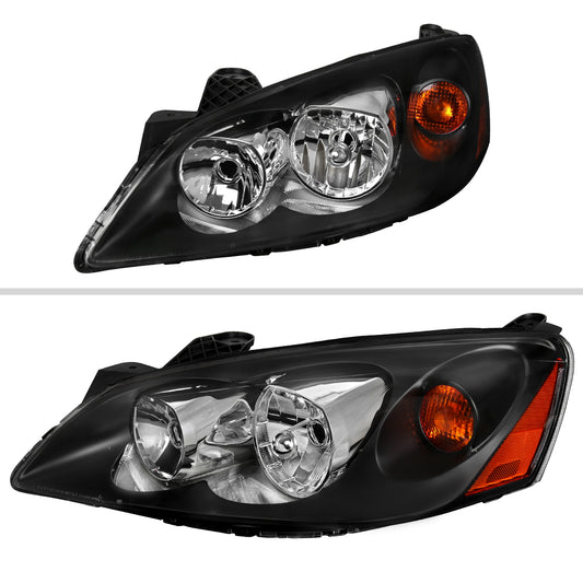 2005-2010 Pontiac G6 Factory Style Headlights w/ Amber Reflectors (Matte Black Housing/Clear Lens)