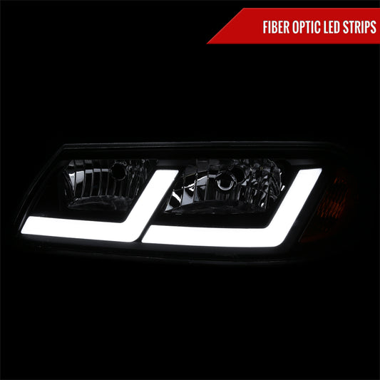 2000-2005 Chevrolet Impala LED Bar Factory Style Headlights (Matte Black Housing/Smoked Lens)