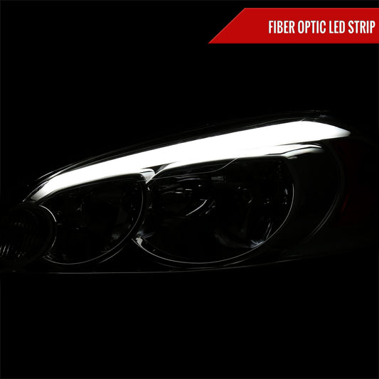 2006-2013 Chevrolet Impala/2006-2007 Monte Carlo/2014-2016 Impala Limited Factory Style Headlights w/ LED Strip (Chrome Housing/Smoked Lens)