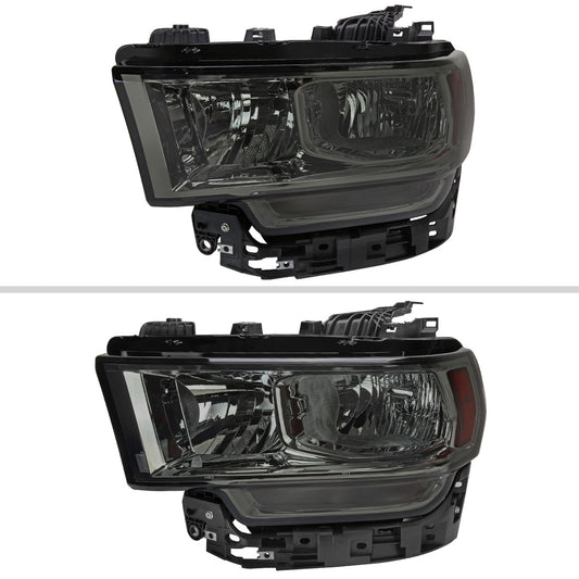 2019-2024 Dodge RAM 2500/3500/4500/5500 Factory Style Headlights (Chrome Housing/Smoked Lens)