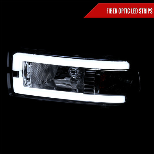 1994-2001 Dodge RAM 1500/ 1994-2002 RAM 2500/3500 Dual LED Bar Factory Style Headlights (Chrome Housing/Clear Lens)