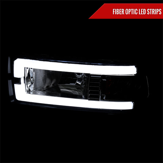 1994-2001 Dodge RAM 1500/ 1994-2002 RAM 2500/3500 Dual LED Bar Factory Style Headlights (Chrome Housing/Smoked Lens)