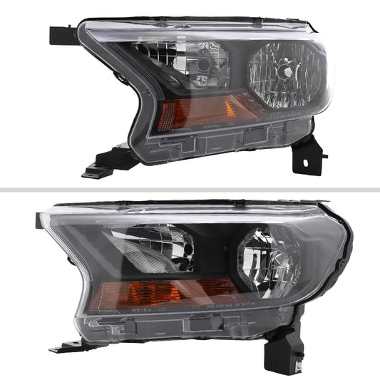 2019-2022 Ford Ranger XL XLT Factory Style Headlights (Matte Black Housing/Clear Lens)