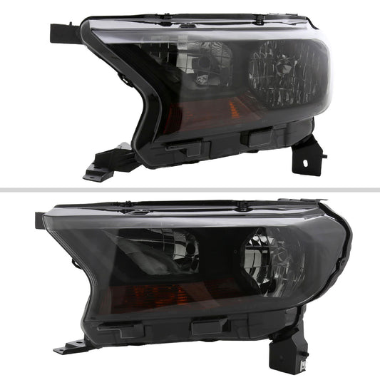2019-2022 Ford Ranger XL/XLT Factory Style Halogen Headlights (Glossy Black Housing/Smoked Lens)