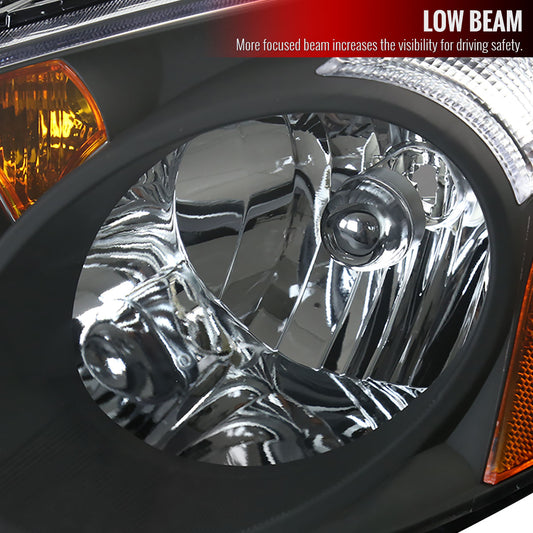 2002-2004 Acura RSX Factory Style Headlights w/ Amber Reflectors (Matte Black Housing/Clear Lens)