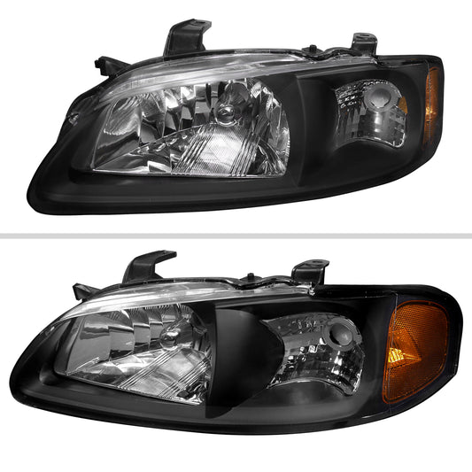 2000-2003 Nissan Sentra Factory Style Crystal Headlights (Matte Black Housing/Clear Lens)