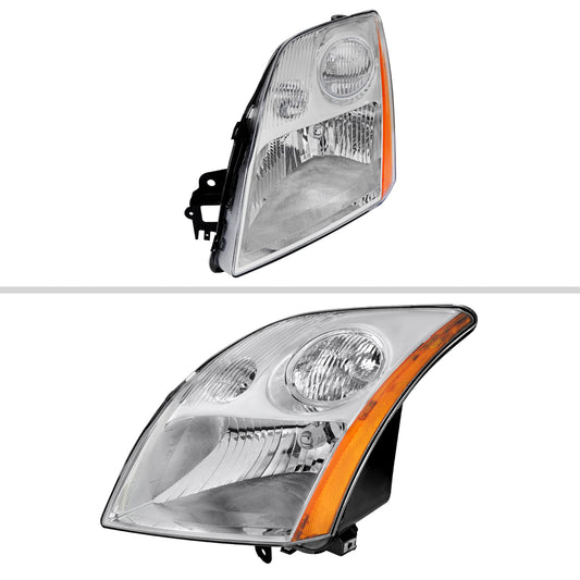 2007-2009 Nissan Sentra Factory Style Headlights with Amber Reflector (Chrome Housing/Clear Lens)