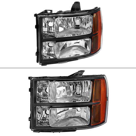 2007-2014 GMC Sierra Factory Style Headlights (Matte Black Housing/Clear Lens)