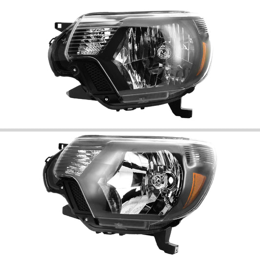 2012-2015 Toyota Tacoma Factory Style Headlights w/ Amber Reflectors (Matte Black Housing/Clear Lens)