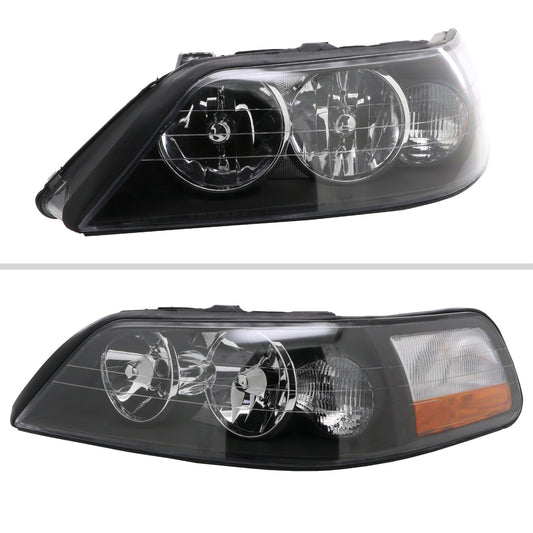 2005-2011 Lincoln Town Car Factory Style Headlights (Matte Black Housing/Clear Lens)
