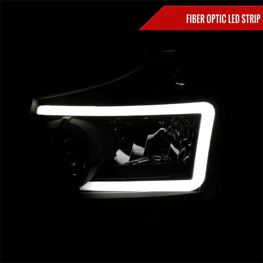 2004-2015 Nissan Titan / 2004-2007 Armada LED Bar Factory Headlights (Matte Black Housing/Clear Lens)
