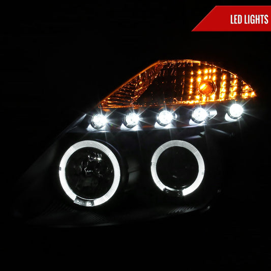 2003-2005 Nissan 350Z Dual Halo Projector Headlights (Matte Black Housing/Clear Lens)