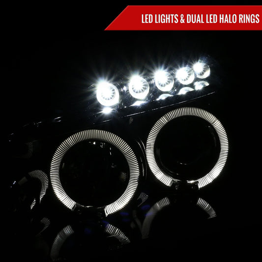 2003-2007 Honda Accord Dual Halo Projector Headlights (Glossy Black Housing/Smoked Lens)