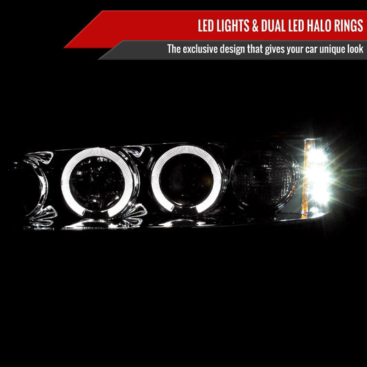 1994-1997 Honda Accord Dual Halo Projector Headlights (Chrome Housing/Clear Lens)