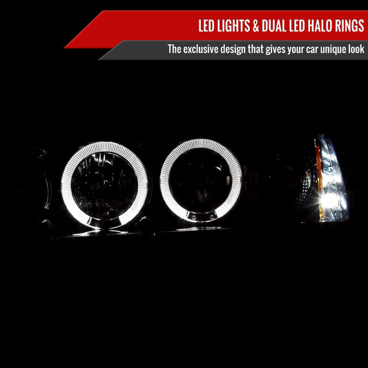 1994-1997 Honda Accord Dual Halo Projector Headlights (Glossy Black Housing/Smoked Lens)