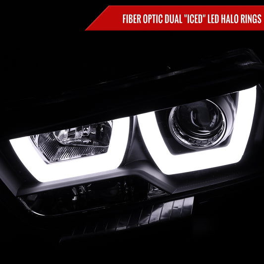 2011-2014 Dodge Charger Dual Halo Projector Headlights (Matte Black Housing/Clear Lens)