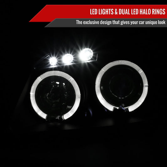 2005-2010 Chevrolet Cobalt Pontiac G5/Pursuit Dual Halo Projector Headlights (Matte Black Housing/Clear Lens)