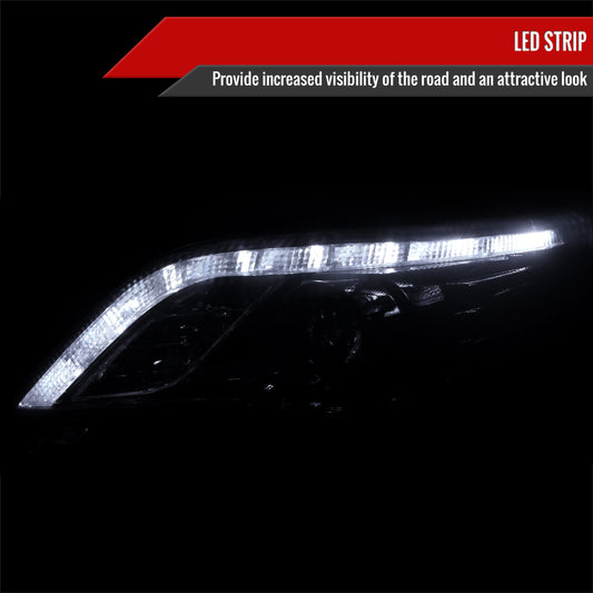 2011-2013 Toyota Corolla Projector Headlights w/ LED Light Strip (Glossy Black Housing/Smoked Lens)