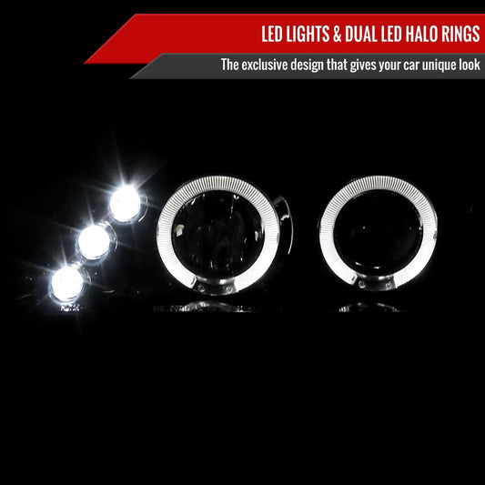 1993-1997 Toyota Corolla Dual Halo Projector Headlights (Glossy Black Housing/Smoked Lens)