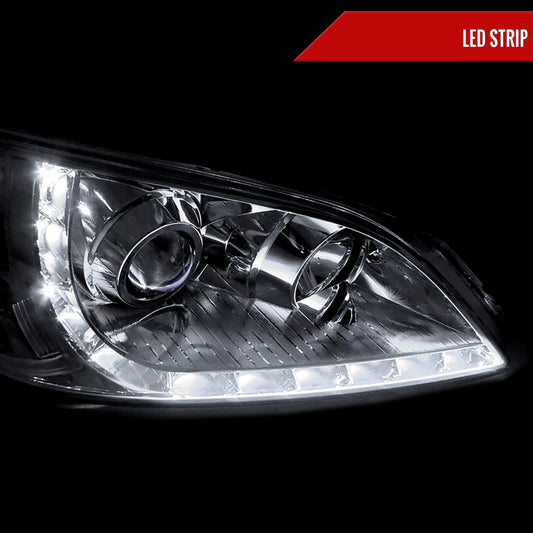 2004-2005 Honda Civic Projector Headlights w/ LED Light Strip (Chrome Housing/Clear Lens)
