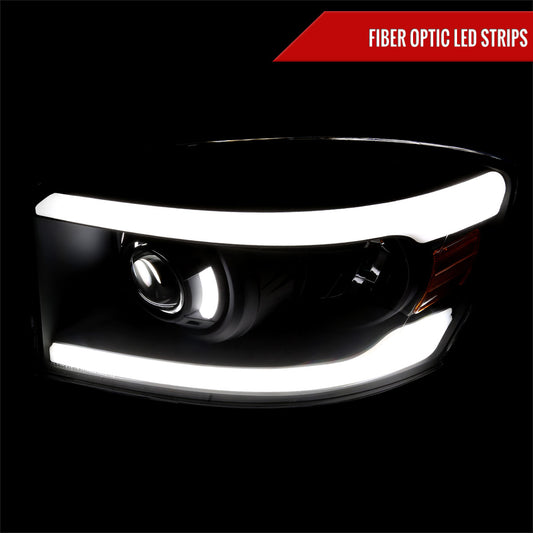 2006-2008 Dodge RAM 1500/ 2006-2009 Dodge RAM 2500/3500 LED Tube Projector Headlights (Matte Black Housing/Clear Lens)