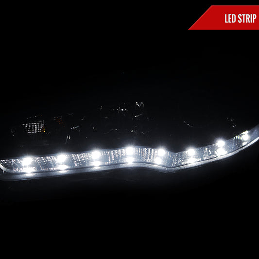 2008-2015 Mitsubishi Lancer EVO Projector Headlights w/ SMD LED Light Strip (Glossy Black Housing/Smoked Lens)