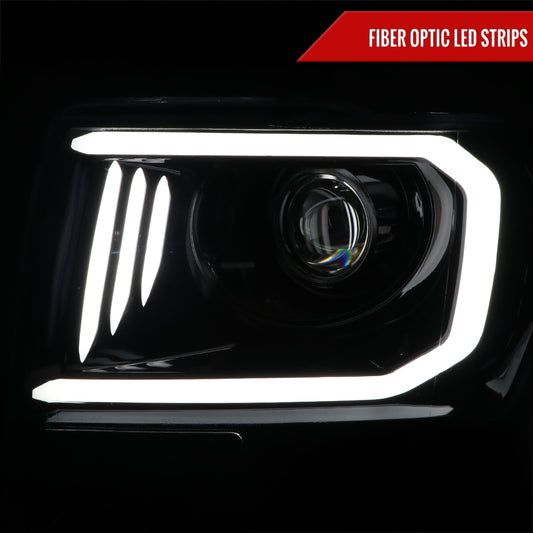 2009-2014 Ford F-150 LED C-Bar Projector Headlights (Jet Black Housing/Clear Lens)