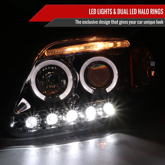 1997-2004 Ford F-150 / 1997-2002 Expedition Dual Halo Projector Headlights (Chrome Housing/Clear Lens)