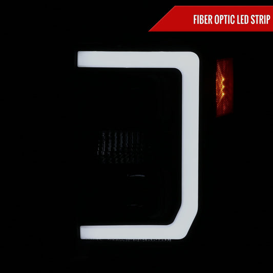 2008-2010 Ford F-250 F-350 F-450 LED C-Bar Projector Headlight (Black Housing/Smoked Lens)