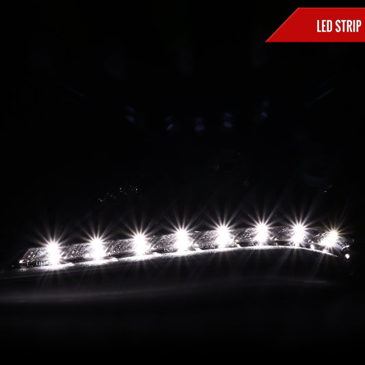 2010-2012 Hyundai Genesis Coupe Projector Headlights w/ SMD LED Light Strip (Jet Black Housing/Clear Lens)